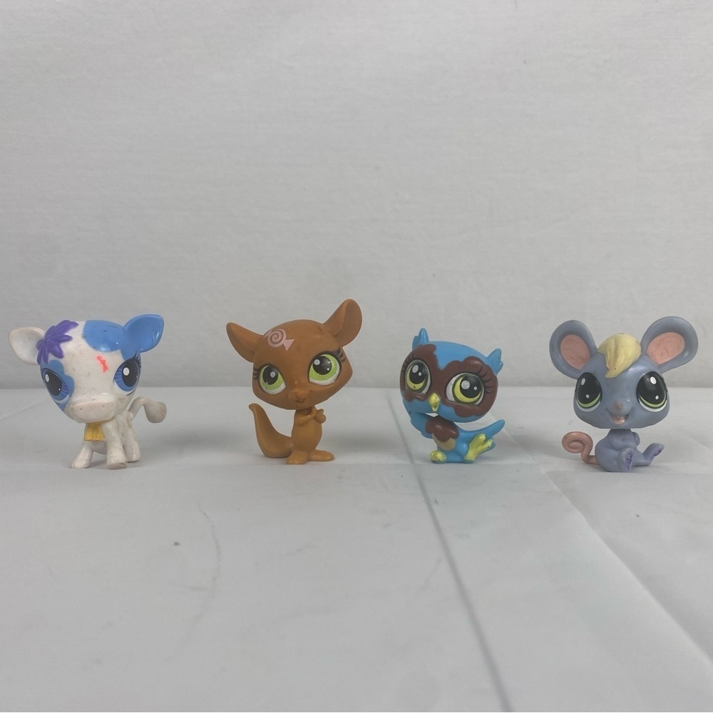 LITTLEST PET SHOP LOT Owl, cow, mouse, chipmunk